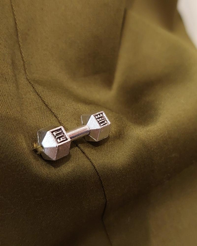 Dumbbell Dress, Summer Shirt Dress, Fitness Inspired dress ,cute mini dumbbells, Olive Green Dress, Embellishment Dress, Charm dress, Effortless dress, Cotton dress, women Summer dress, Sun dress