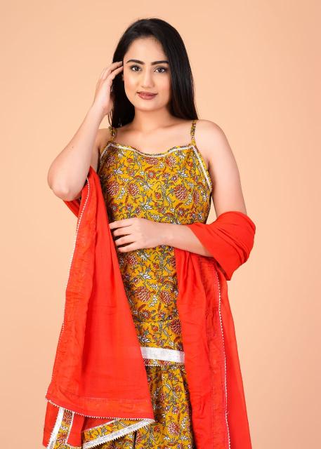 Mustard printed Lehenga set