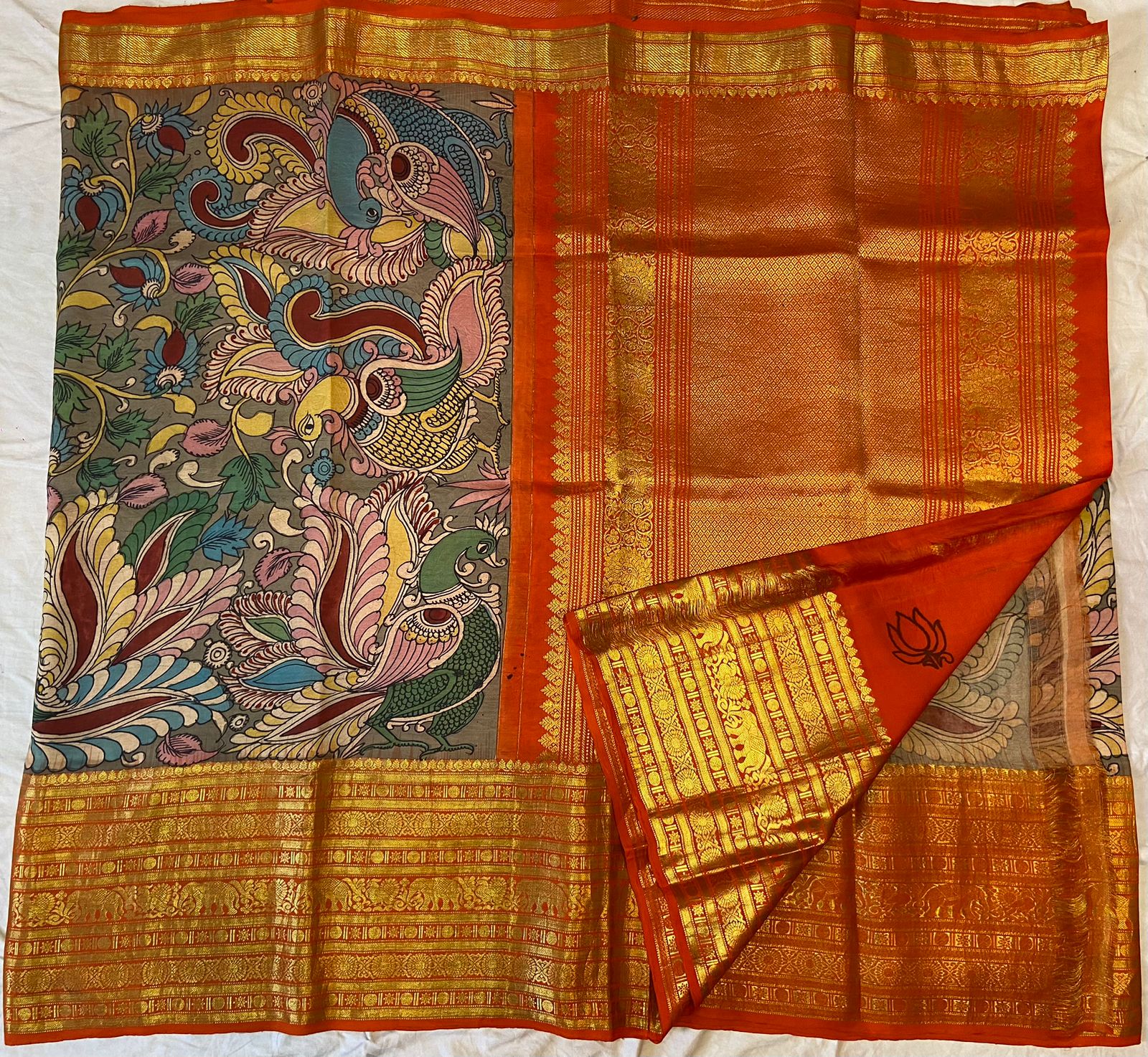 pichwai silk saree, handpainted silk sarees