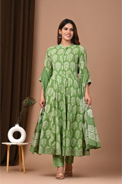 Olive Green Anarkali Suit