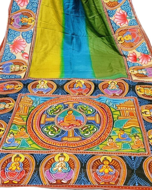pattachitra saree, gaye holud saree for bride