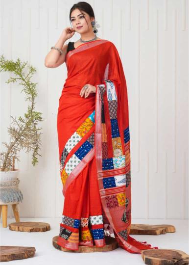 quirky print saree