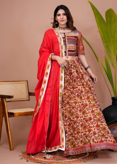 Peach Floral Lehengas