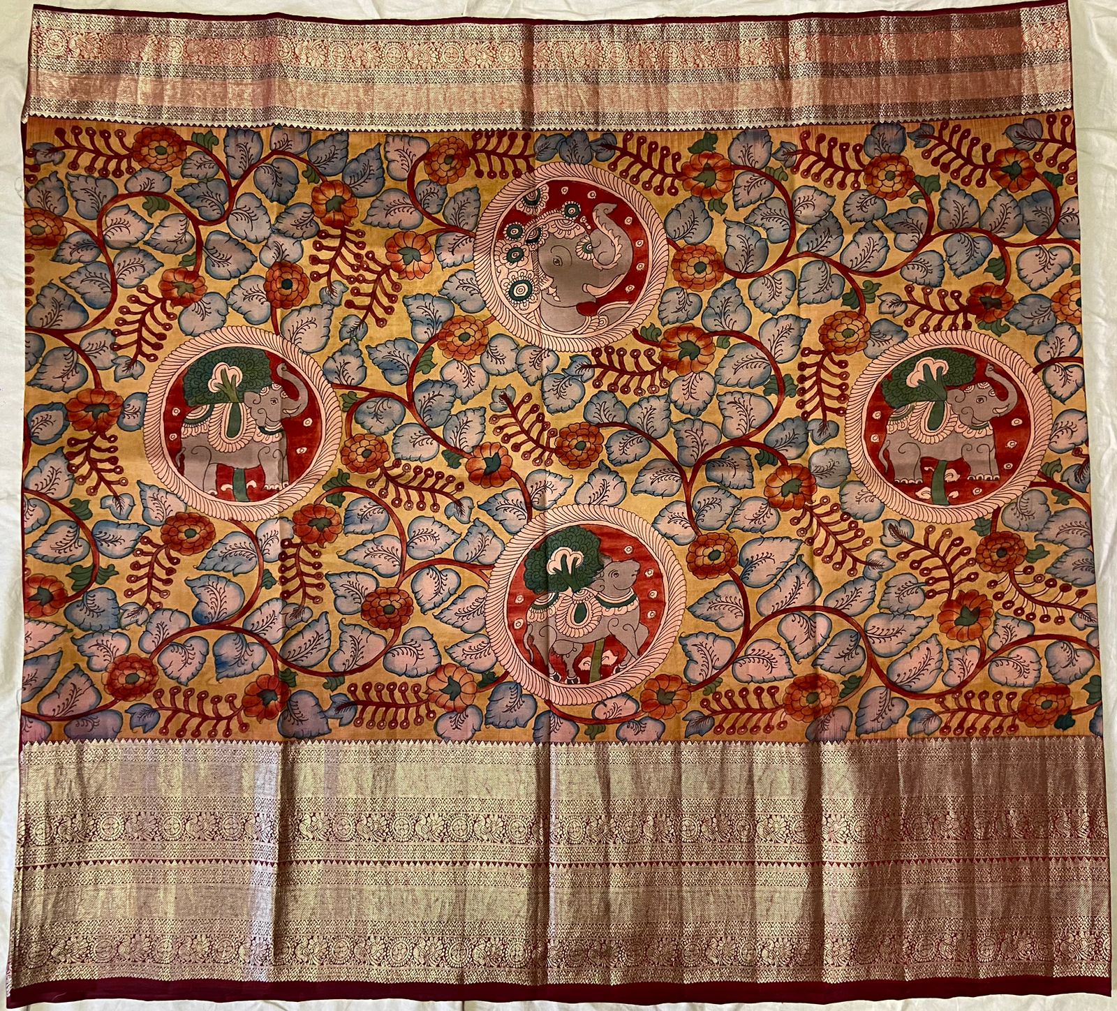 pichwai silk saree, handpainted silk sarees