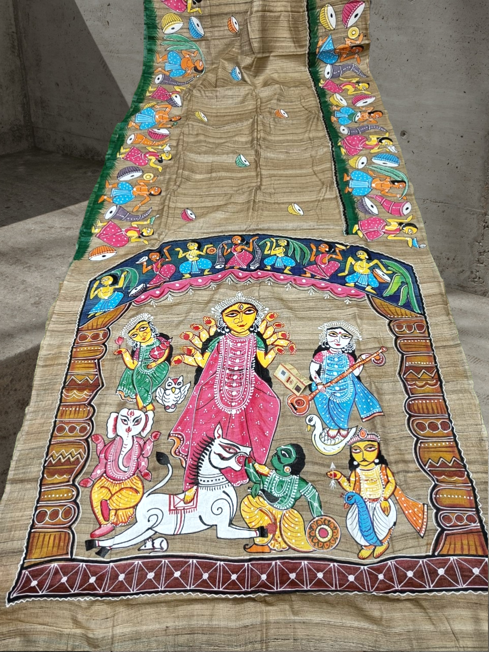 hand painted tussar silk saree