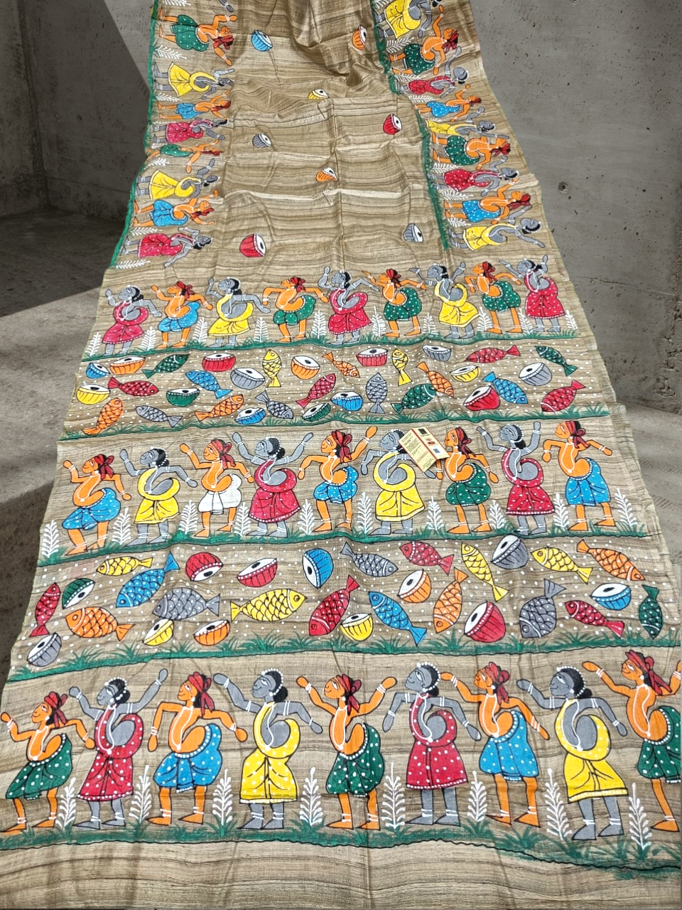 hand painted tussar silk saree