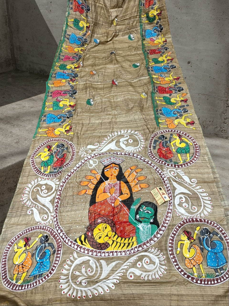 hand painted tussar silk saree