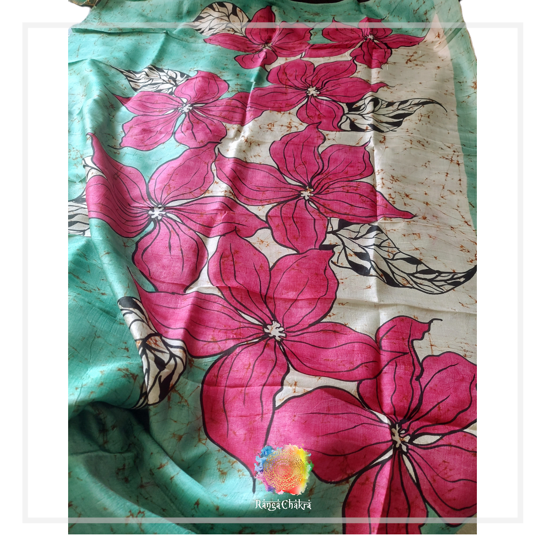 Batik Floral Pure Silk Saree