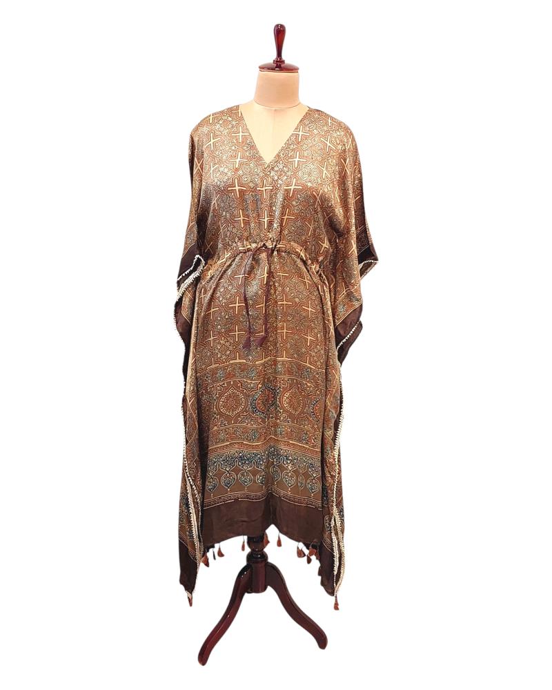 Nude Brown Modal Silk Kaftan