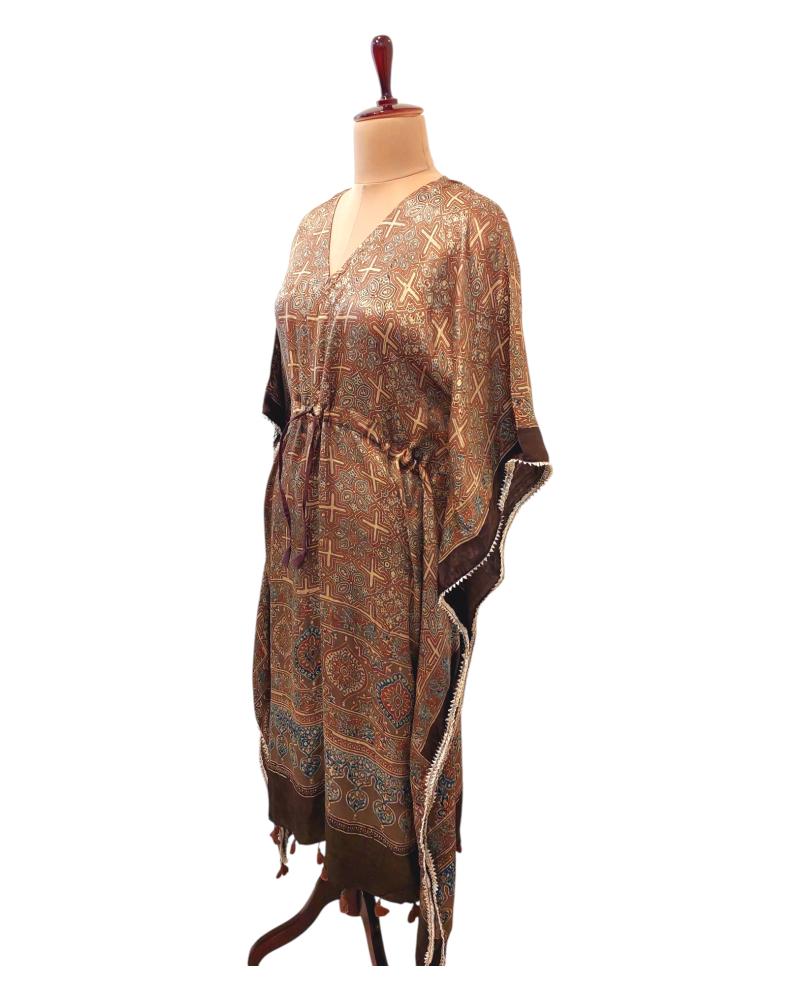Nude Brown Modal Silk Kaftan