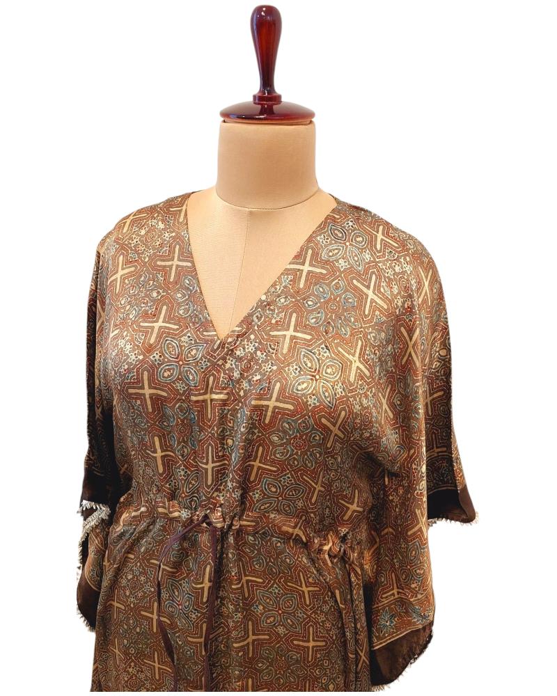 Nude Brown Modal Silk Kaftan