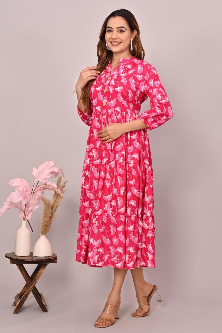 Pink Layered cotton dress