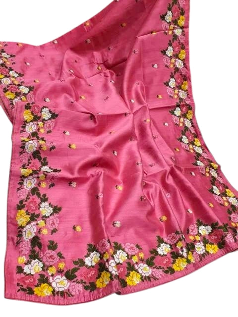 hand painted tussar silk saree