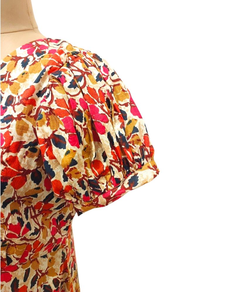 Puffed Sleeves V Neck Floral Maxi Dress, Summer dress, Sun Dress, Batik Dress, Turquoise Dress, Spaghetti Maxi dress, Spaghetti strap Batik Dress, Batik painted dress, Pure cotton batik dress, Summer Maxi Dresses, Dress for women, Cotton lace Dress, Spring Dress,  Adjustable strap dress, Ranga Chakra, Custom fit dress, Casual summer dresses, Handpainted Dress, Wax Batik dress, Sea life Dress, wax Batik Painting dress