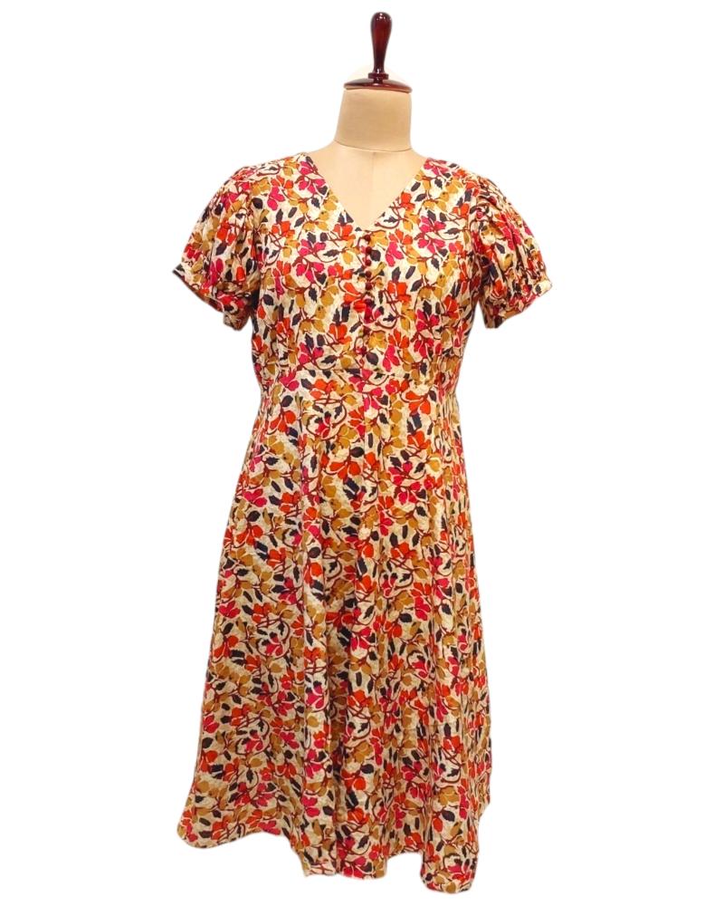 Puffed Sleeves V Neck Maxi Dress