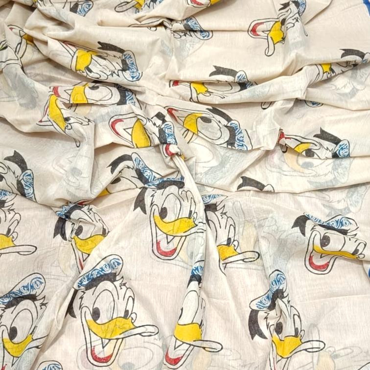Donald Duck Saree, Quirky Saree, Handloom saree, Sarees for women, Off white saree, Cartoon print Saree