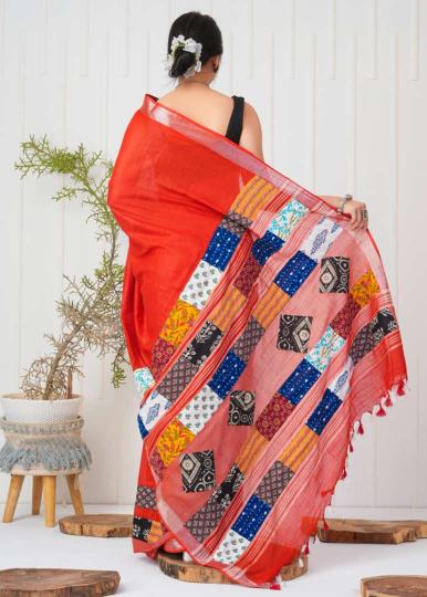 quirky print saree