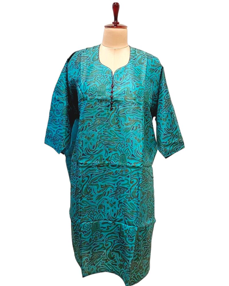 Ranga Chakra Turquoise Tussar Silk Kurta, Tussar Silk Kurta sweetheart neck with lining, formal kurta, office wear, blue kurta