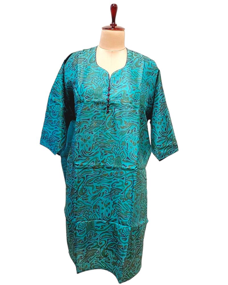 Ranga Chakra Turquoise Tussar Silk Kurta, Tussar Silk Kurta sweetheart neck with lining, formal kurta, office wear, blue kurta