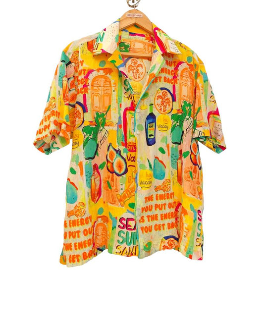 Resort Wear Shirt, Resort Wear Shirt, Tropical Shirts, vacay shirts, beach wear shirt, sea sun shirt, Funky men's Shirt, chiffon shirts, illustrations shirt, doodle shirts, Unique Print shirts