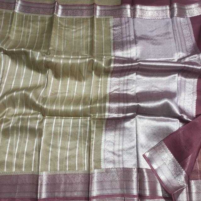 Sage Green Organza silk saree, Sage green silk saree, Pure Organza Silk Saree