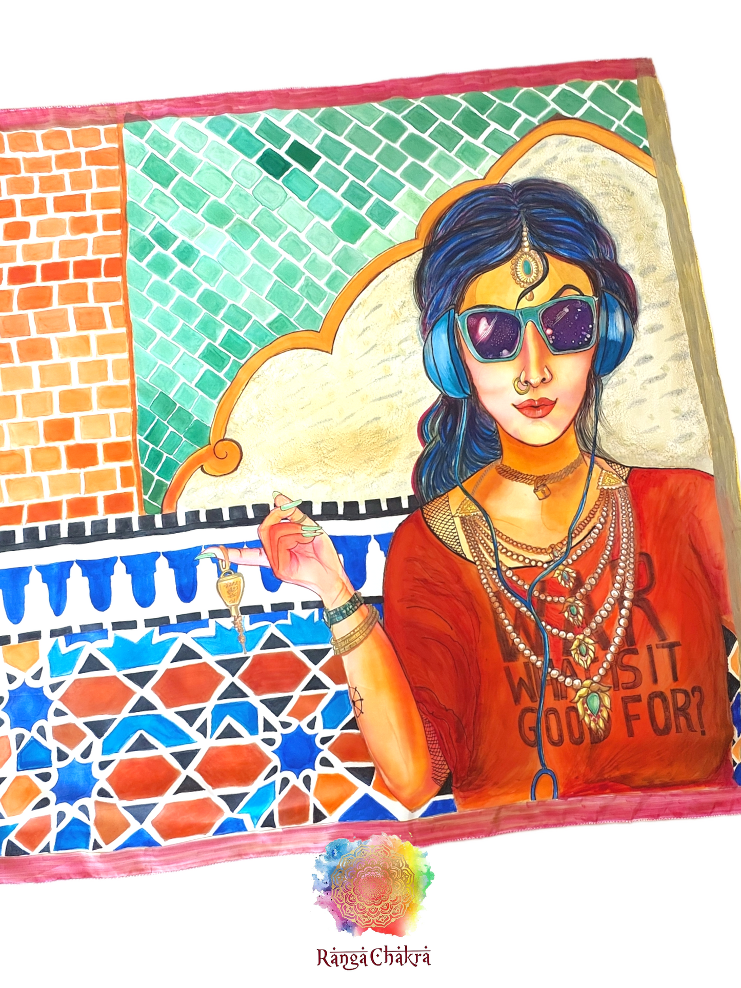 Square Hand painted scarf