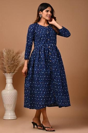 Summer Blue dress, Summer cotton dress, Mul cotton dress,Indigo mood