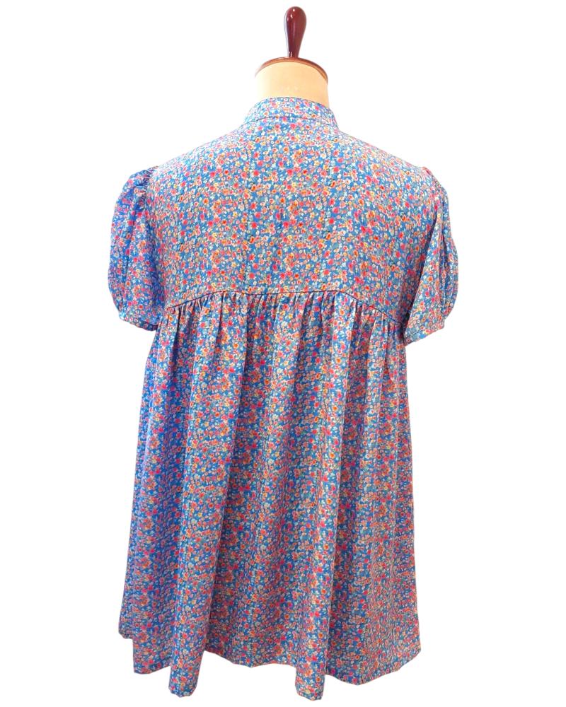 Tiny Floral Lavender top Puffed Sleeves