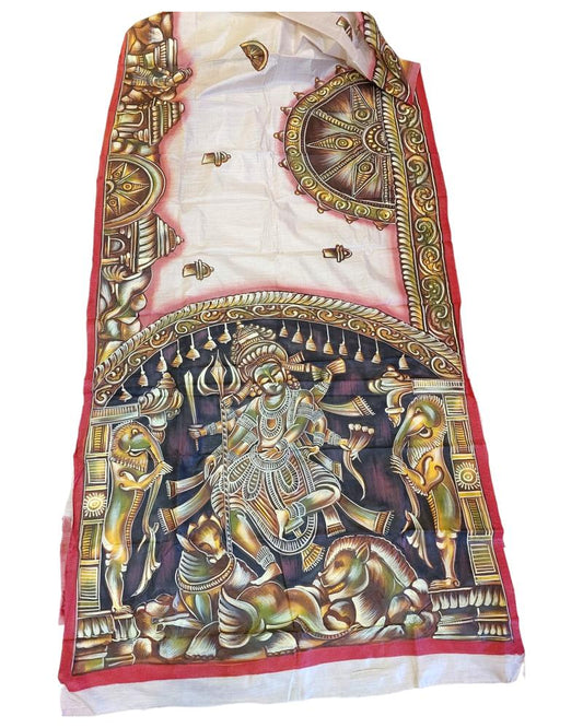 natraj saree, hand painted tussar silk saree
