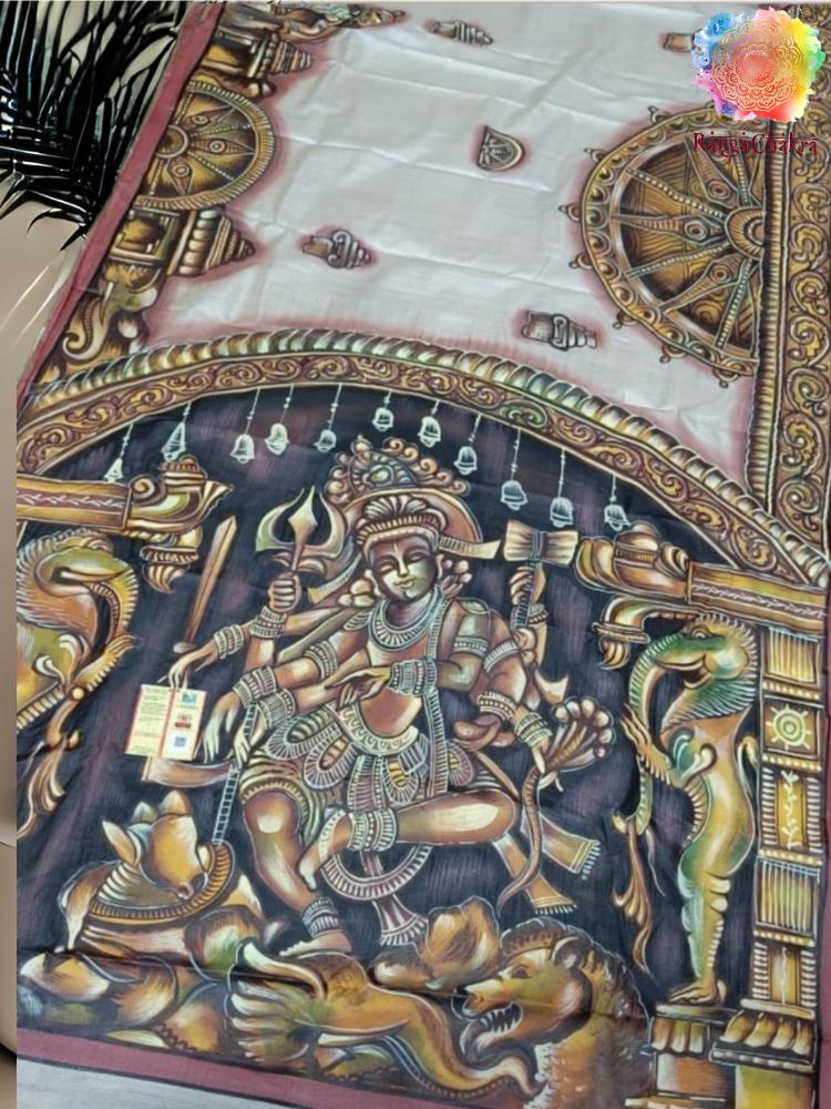 Tussar handpainted saree
