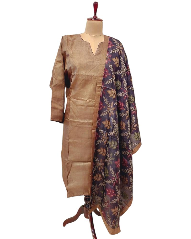 Handpainted Tussar Silk Kurtis, Tussar Silk Kurta, Tussar Kurtis, Formal Wear Kurtas, Ethnic Silk Kurtas, Tussar Kurtis, Tussar Kurtas, Mocha Mousse Dress, nude Brown Kurta