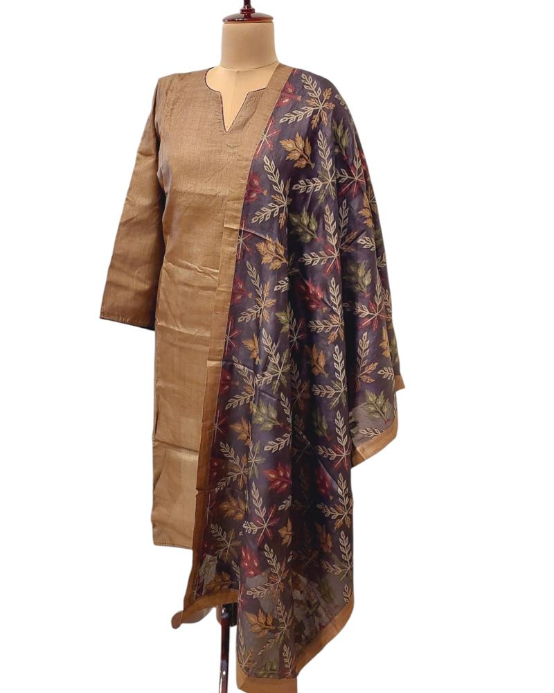 Handpainted Tussar Silk Kurtis, Tussar Silk Kurta, Tussar Kurtis, Formal Wear Kurtas, Ethnic Silk Kurtas, Tussar Kurtis, Tussar Kurtas, Mocha Mousse Dress, nude Brown Kurta