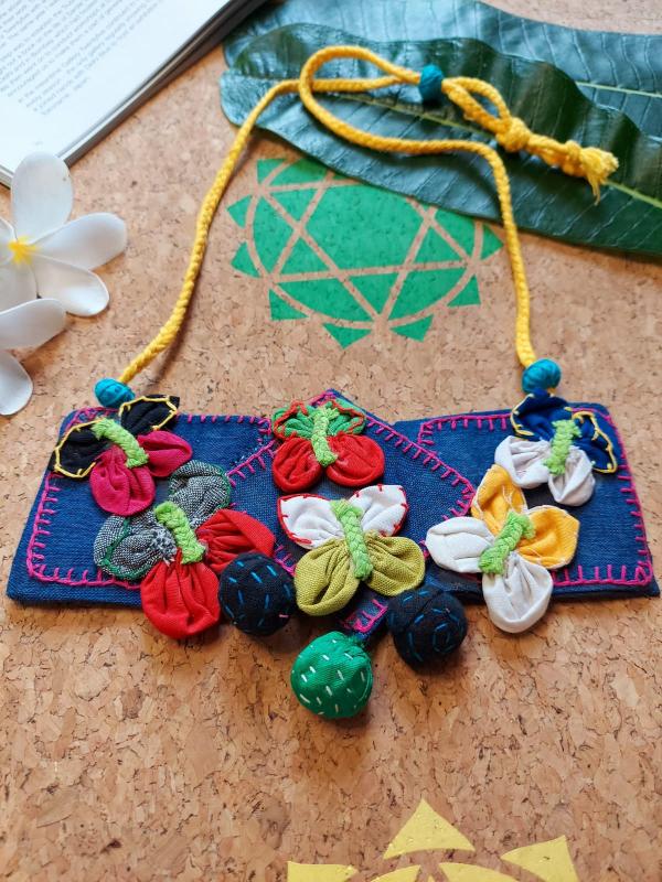 Fabric Beaded Statement Necklace
