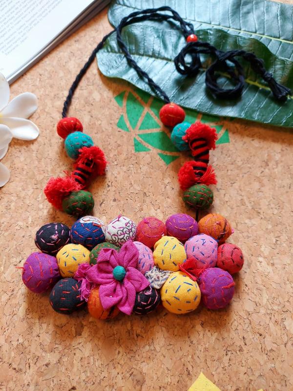 Fabric Beaded Atrangi Necklace