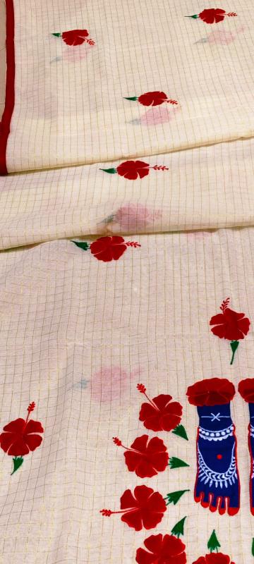 White Hibiscus Saree