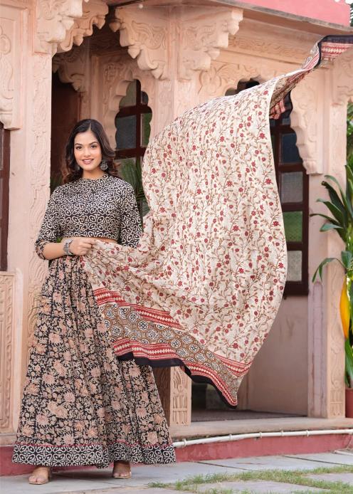 Grey Mul Cotton neutral Shade Comfort Fit Lehenga Set