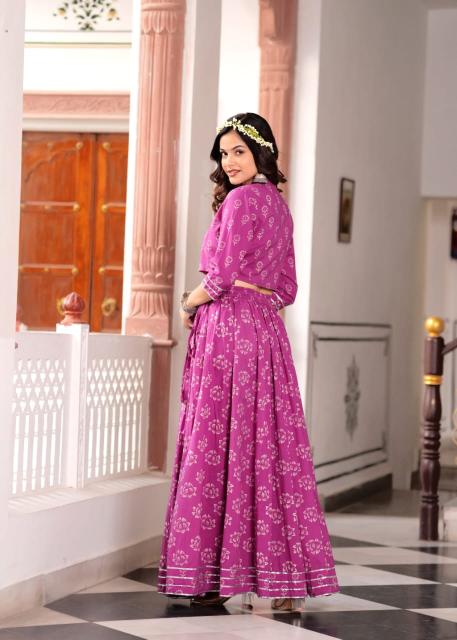 Mul Cotton Rose Pink Comfort Fit Lehenga Set
