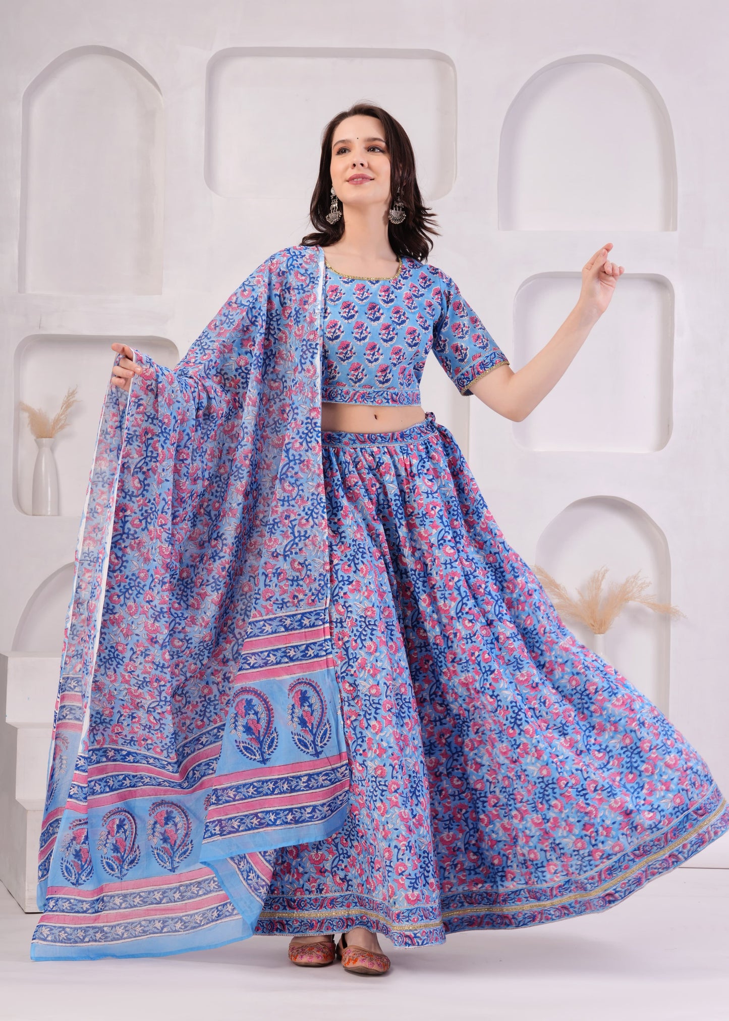 Lilac Mul Cotton Lehenga Set