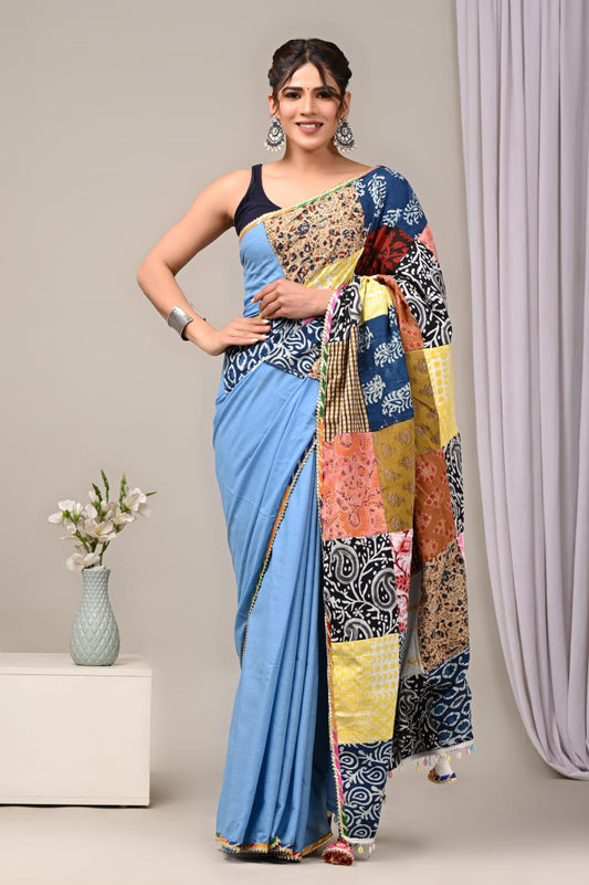 mul mul Cotton sarees, quirky print saree, Quirky saree