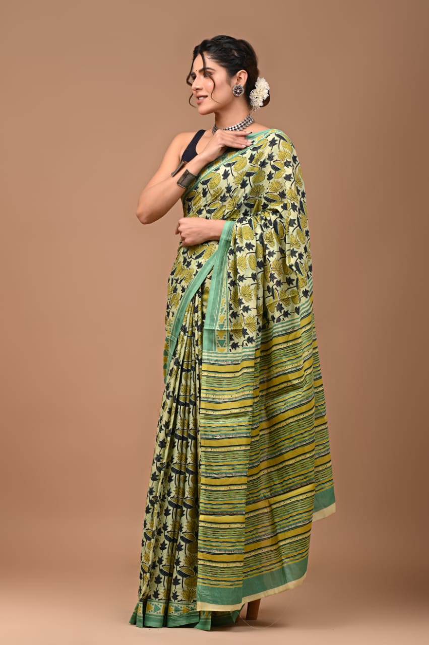 mul cotton saree, quirky print saree