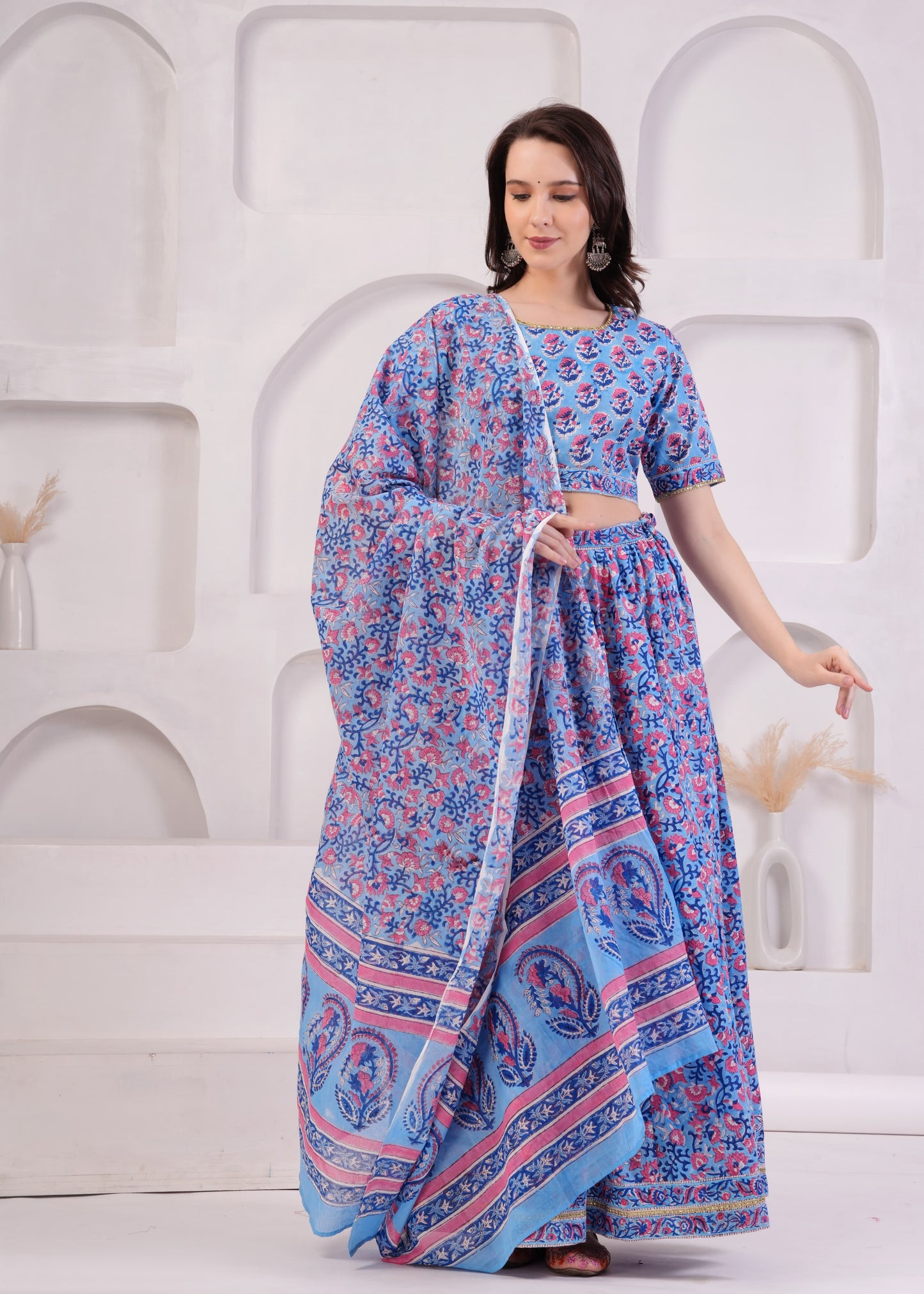 Lilac Mul Cotton Lehenga Set