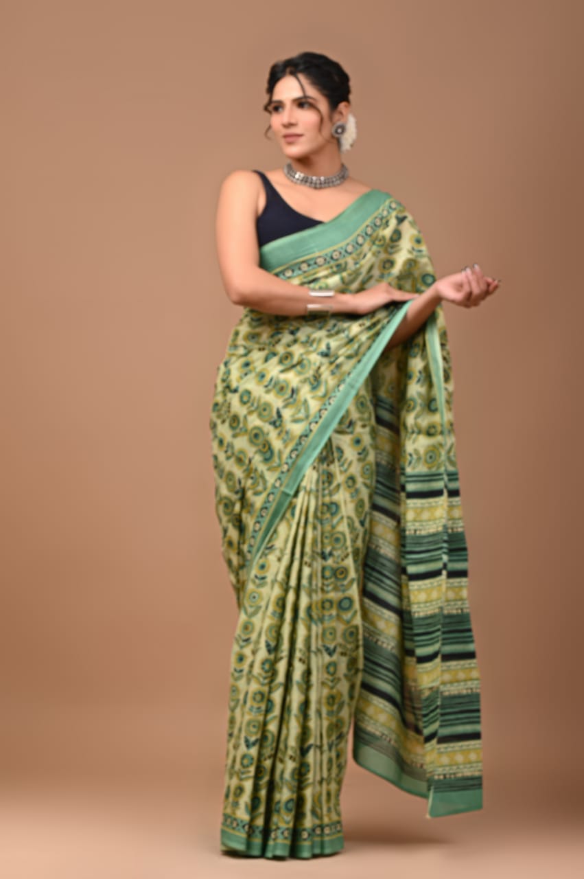 mul cotton saree, quirky print saree