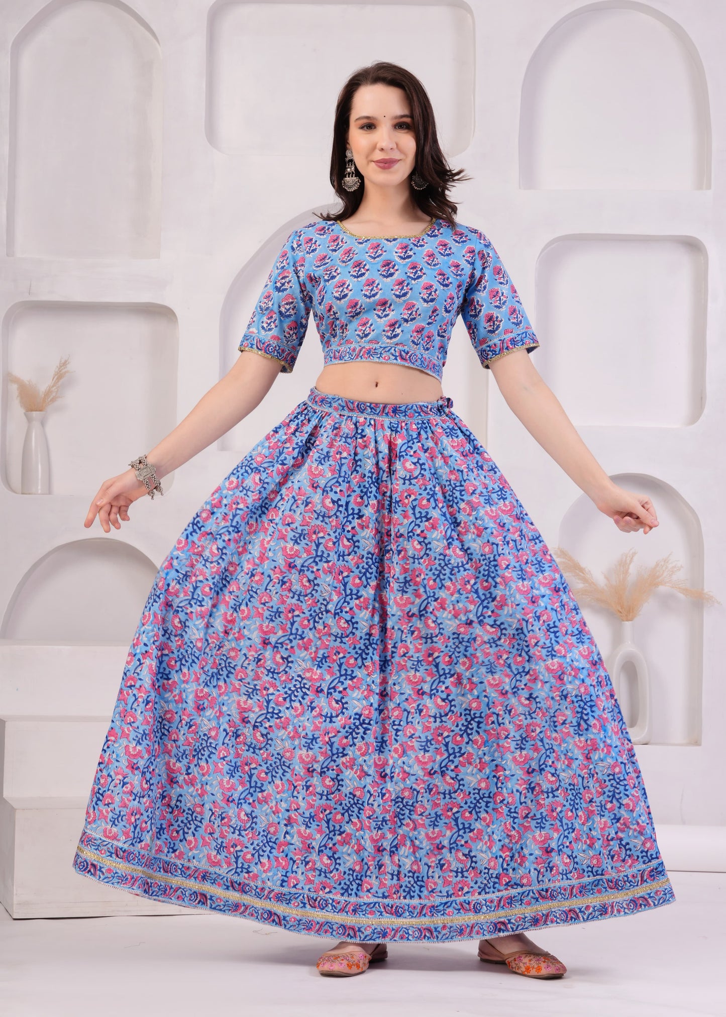 Lilac Mul Cotton Lehenga Set