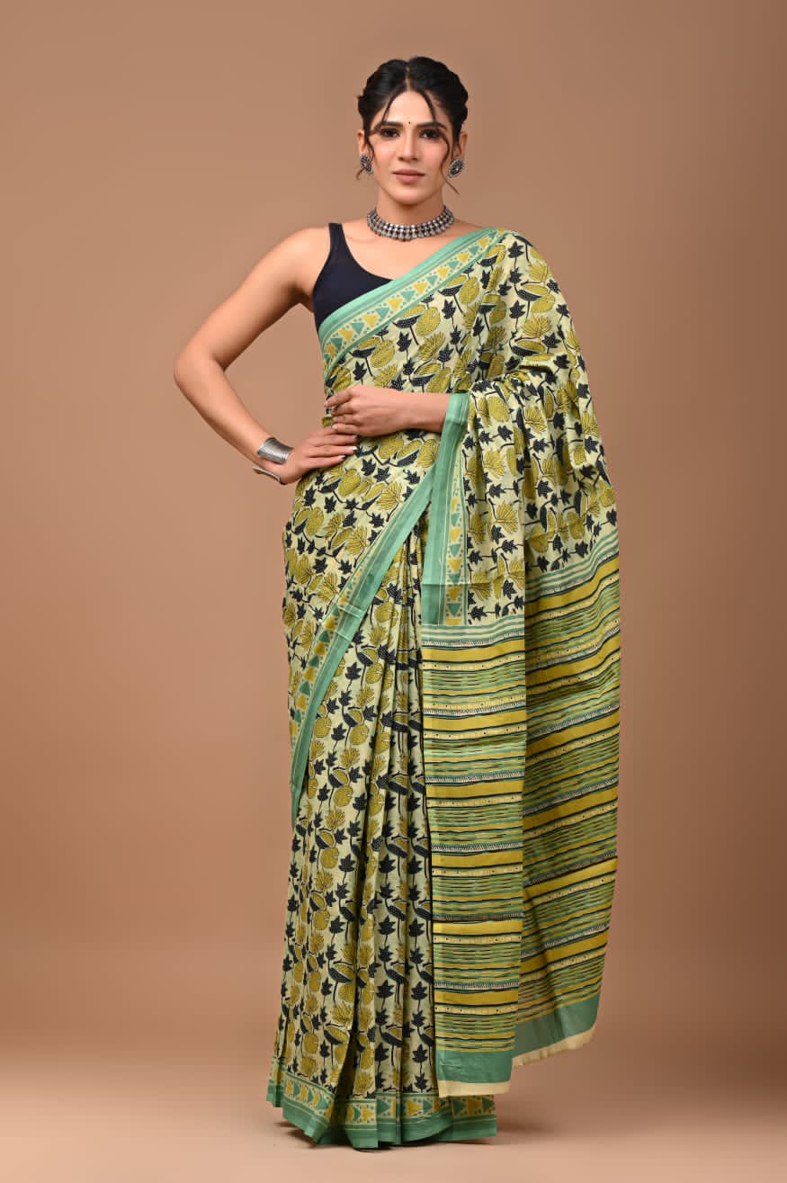 mul cotton saree, quirky print saree