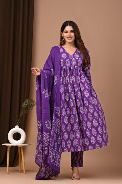 Purple Anarkali suit