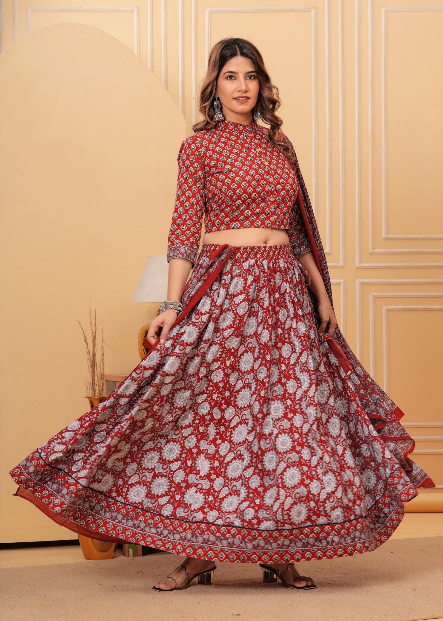 Pastel Mul Cotton Lehenga Set