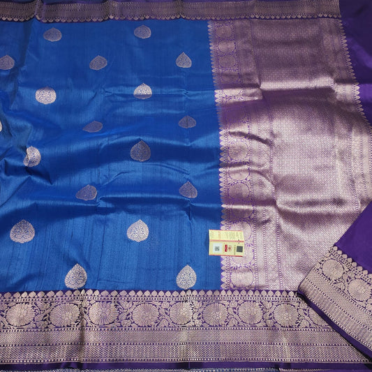 Dark blue Banarasi tussar