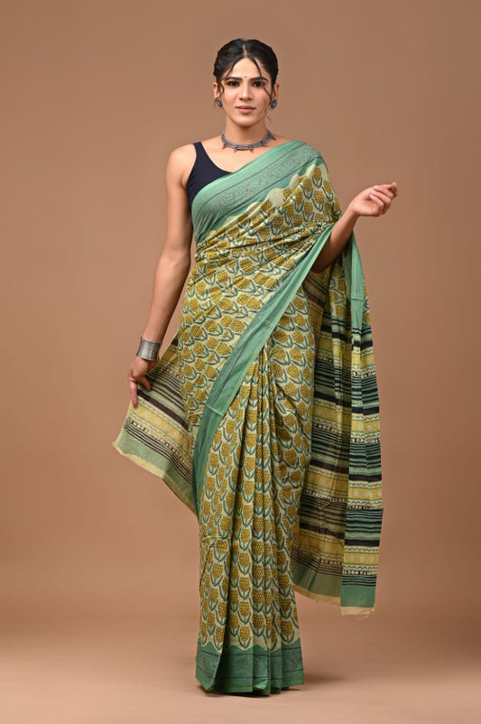 mul cotton saree, quirky print saree