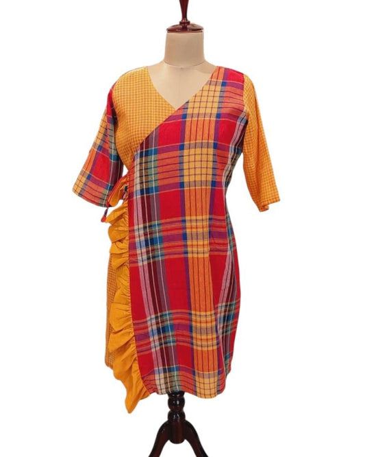 Handloom Cotton Gamcha Wrap Dress