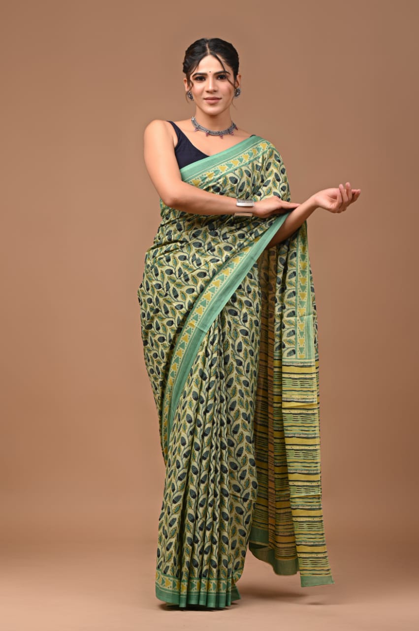 mul cotton saree, quirky print saree